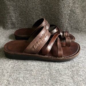 Jerusalem Sandals‎ Women’s Brown Leather Rachael Criss Cross Size 37 (6-6.5)